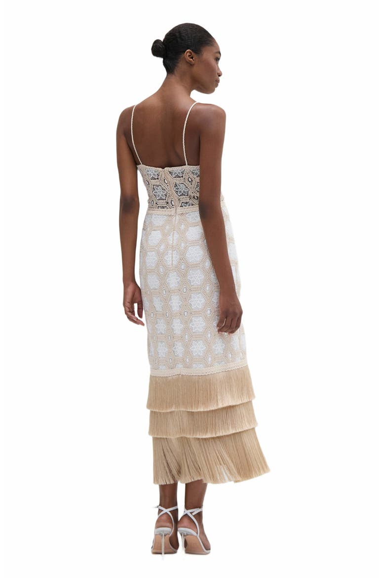 Natural Crochet Plunge Midi Dress, Alternate, color, OFF WHITE