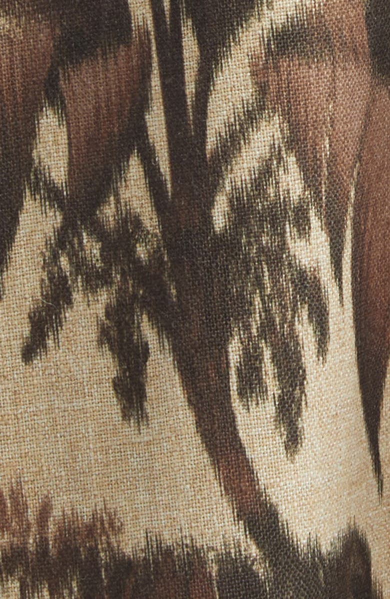 Oscar de la Renta Chiné Palm Leaves Print Dress, Alternate, color, Espresso/ Ivory