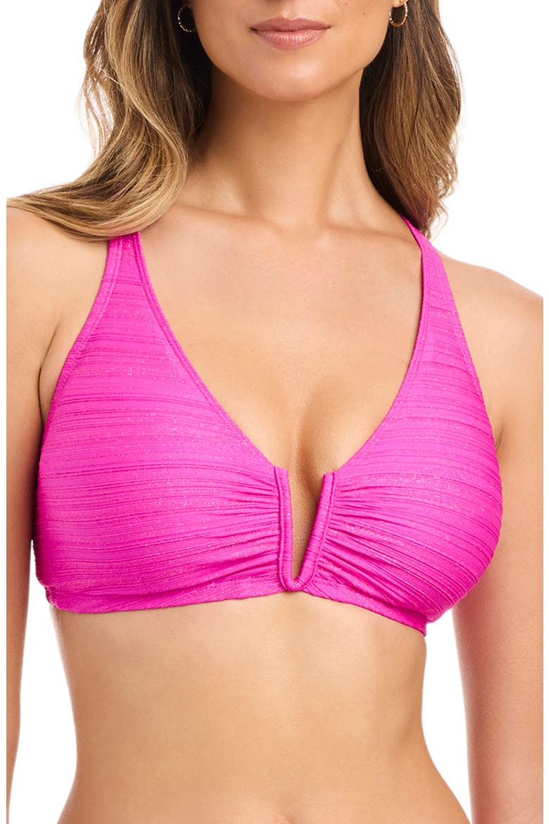 Metallic V-Wire Bikini Top, Main, color, DAHLIA