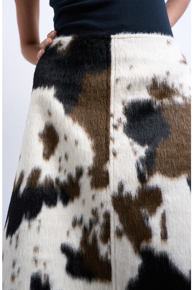 Faux Calf-Hair A-Line Skirt, Alternate, color, WHITE MULTI