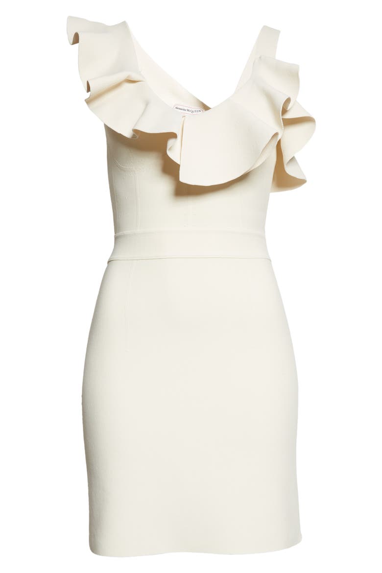 Asymmetric Ruffle Cap Sleeve Minidress, Alternate, color, IVORY