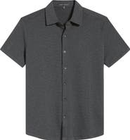 Robert Barakett Keyes Slim Fit Microprint Short Sleeve Knit Button-Up Shirt