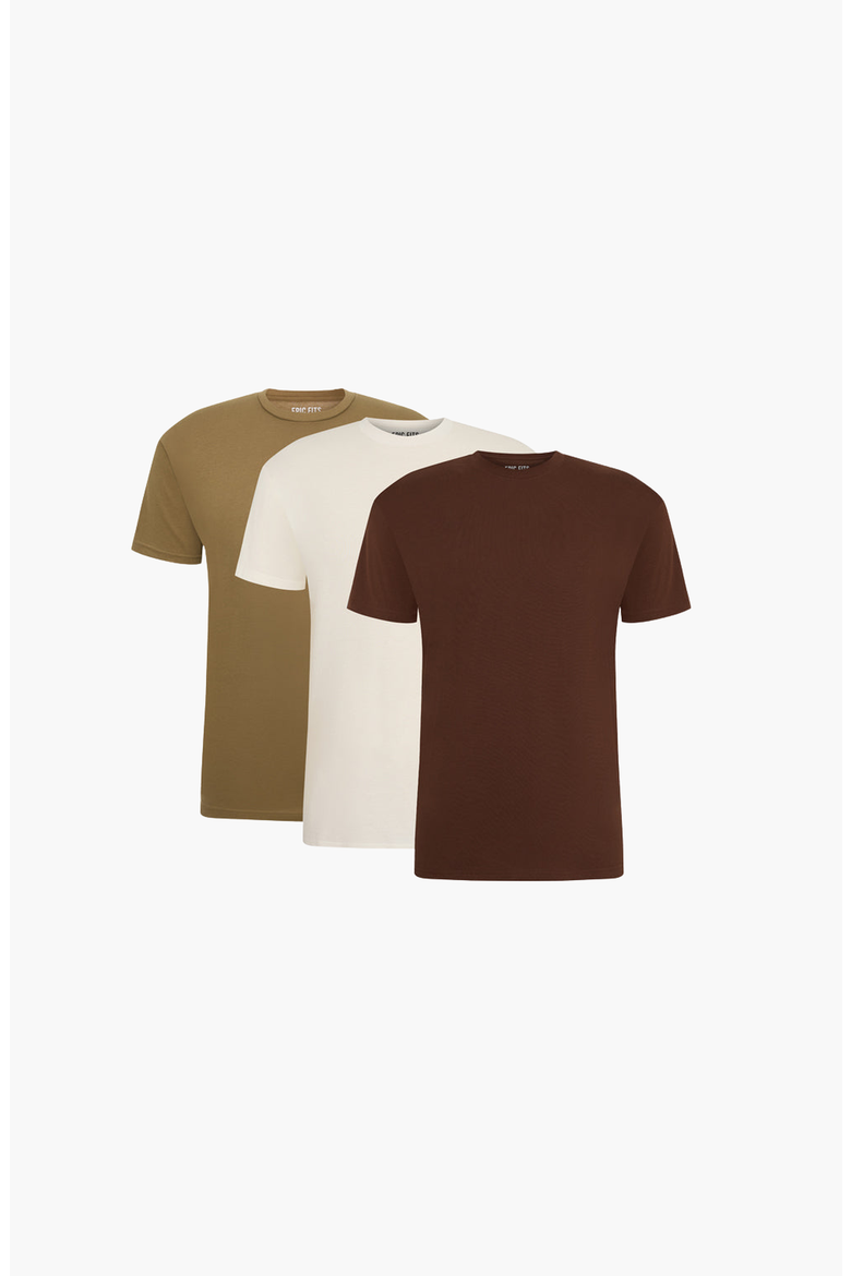 Crew Neck T-Shirts, Main, color, Tan, Cream, Chocolate Brown