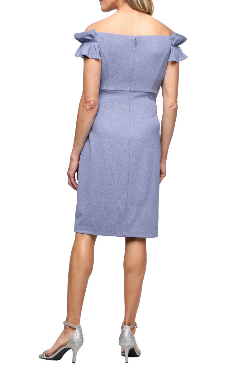 SL FASHIONS Ruffle Glitter Cocktail Dress, Alternate, color, Periwinkle