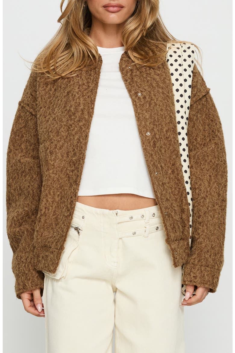 Kemberly Textured Bomber Jacket, Main, color, BROWN