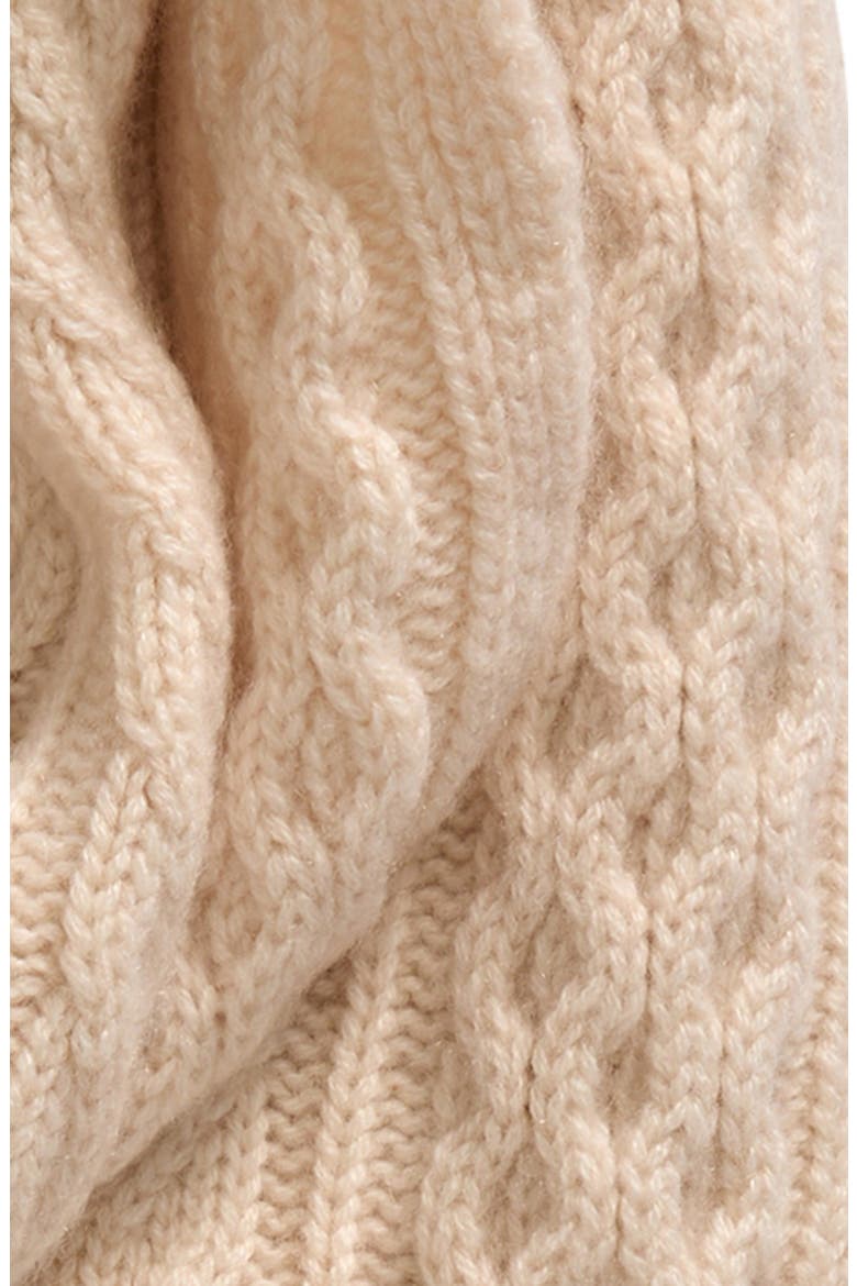 Aran Cable Cashmere Scarf, Alternate, color, CHAMPAGNE