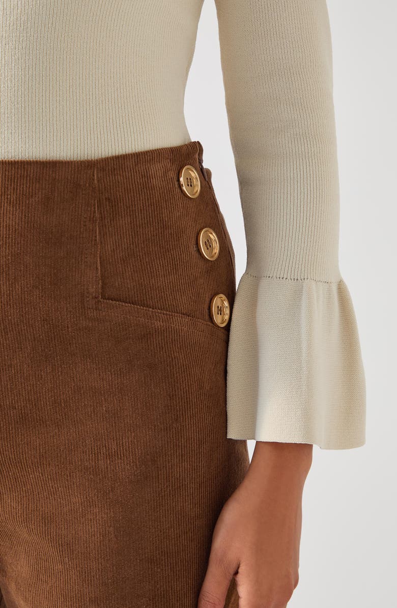 LK Bennett Hans Wide Leg Corduroy Pants, Alternate, color, Chocolate