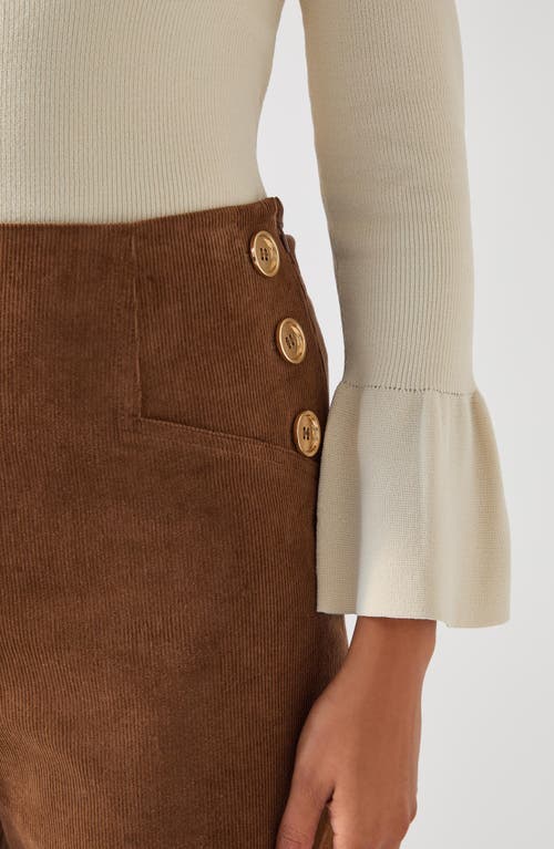 Lk Bennett Hans Wide Leg Corduroy Pants In Chocolate