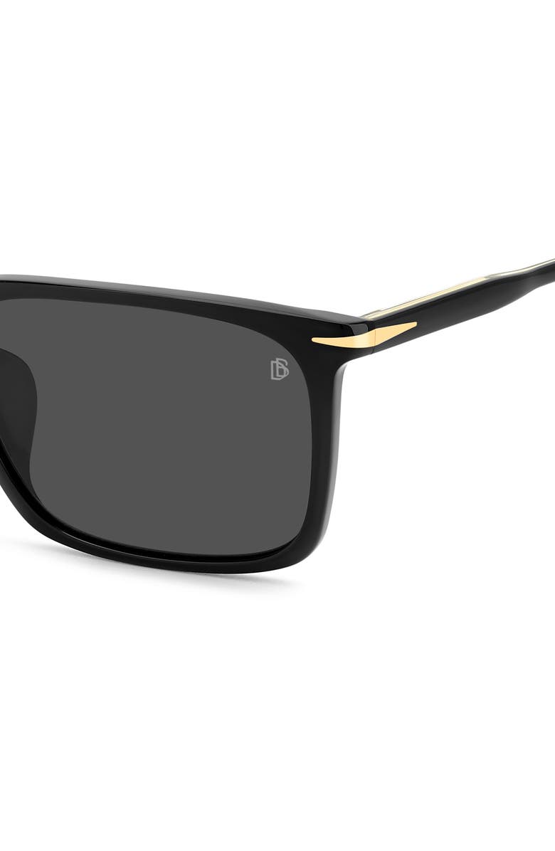David Beckham Eyewear 58mm Rectangular Sunglasses, Alternate, color, Black/ Grey