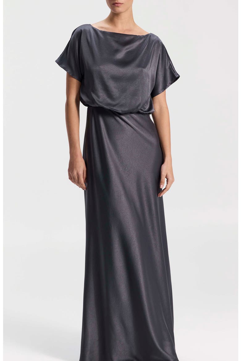 Maxi Satin Dress, Alternate, color, Grey