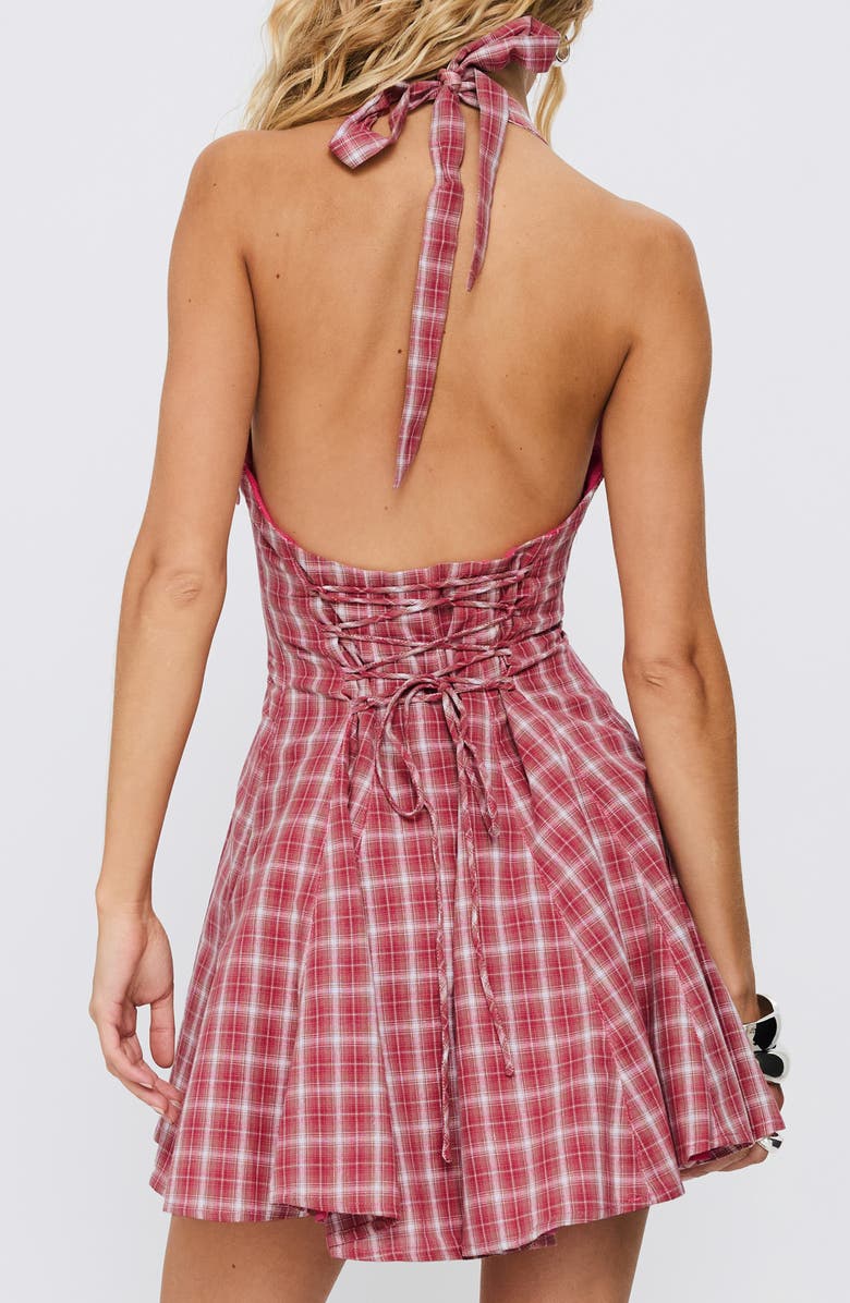 Princess Polly Out of Nowhere Halter Minidress, Alternate, color, Red Check