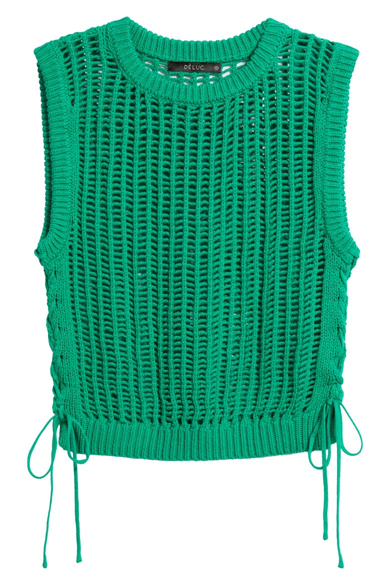 Lipari Cinched Open Stitch Sweater Vest, Alternate, color, GREEN