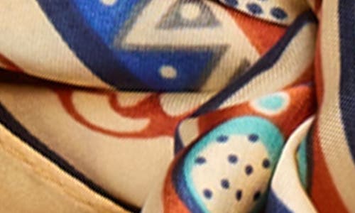 Ellian Border Print Satin Square Scarf In Multi