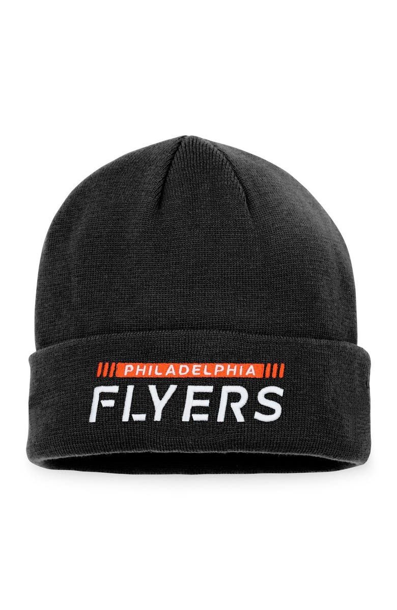 FANATICS Men's Fanatics Branded Black Philadelphia Flyers Authentic Pro Rink Cuffed Knit Hat, Main, color, Black