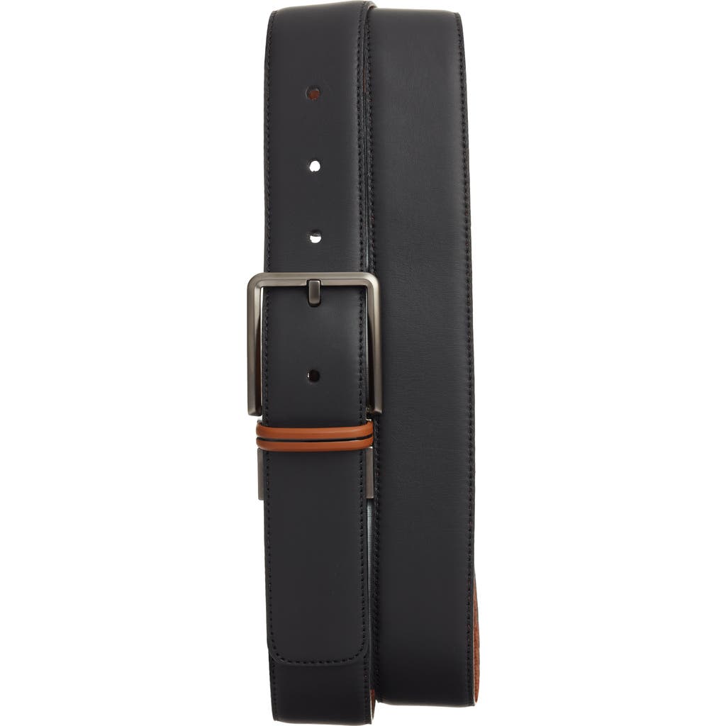 Zegna Reversible Signifier Deerskin Belt In Black