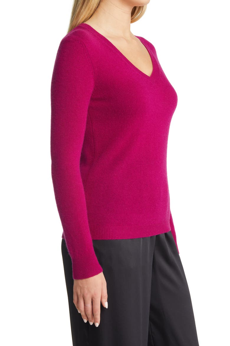 Cashmere Essential V-Neck Sweater, Alternate, color, PLUMIER