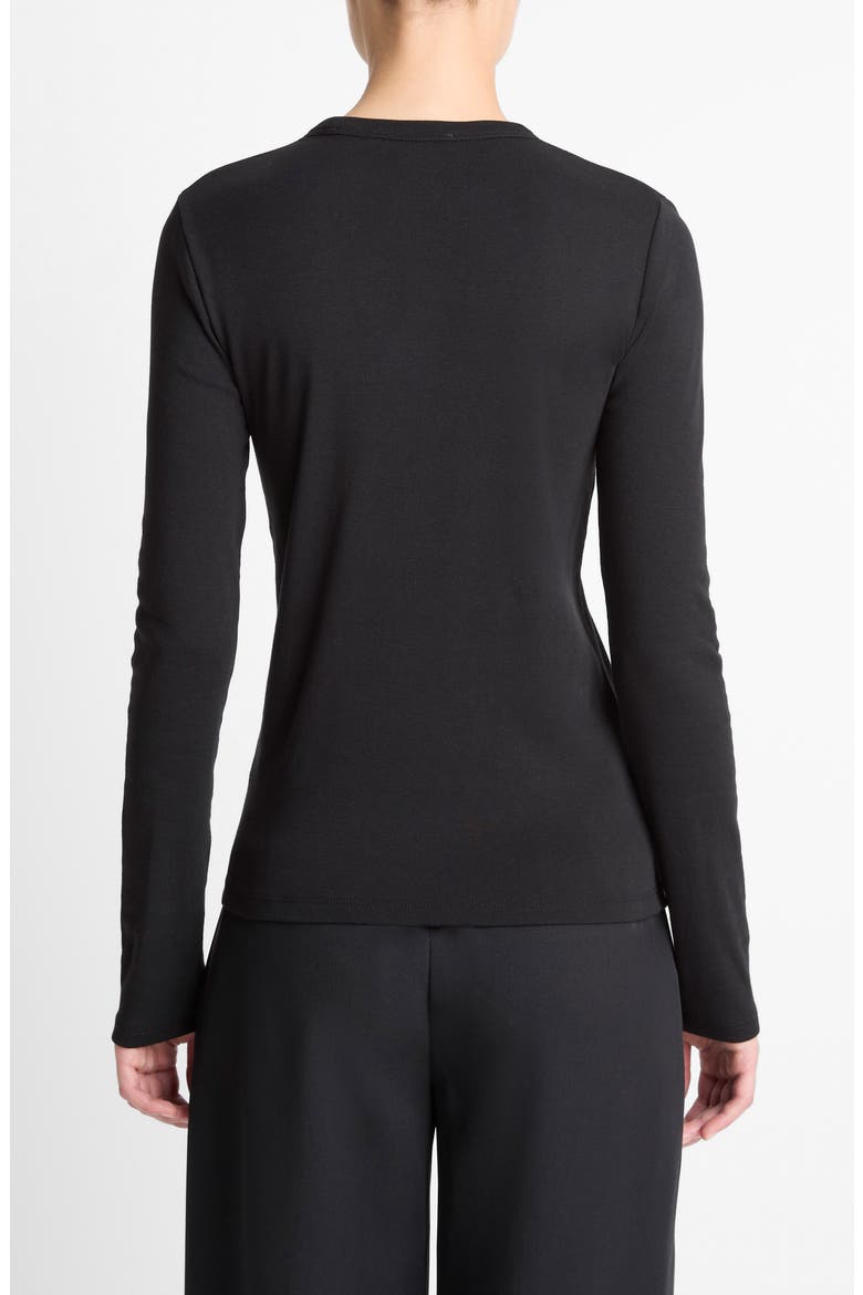 Essential Long Sleeve Pima Cotton & Modal T-Shirt, Alternate, color, BLACK