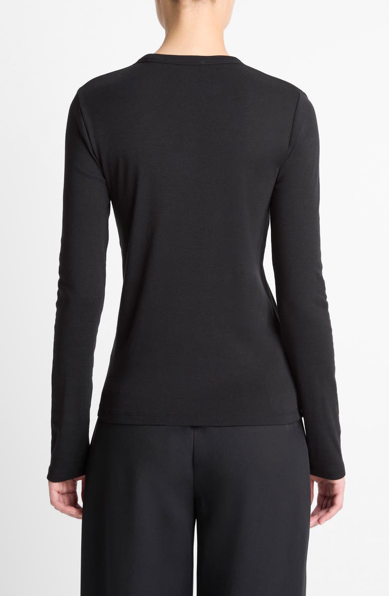 Vince Essential Long Sleeve Pima Cotton & Modal T-Shirt, Alternate, color, Black