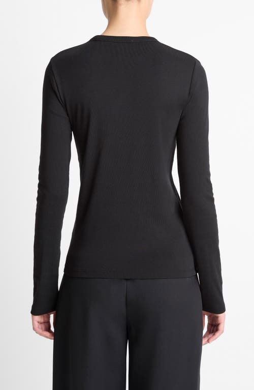 Vince Essential Long Sleeved Turtleneck Top In Black