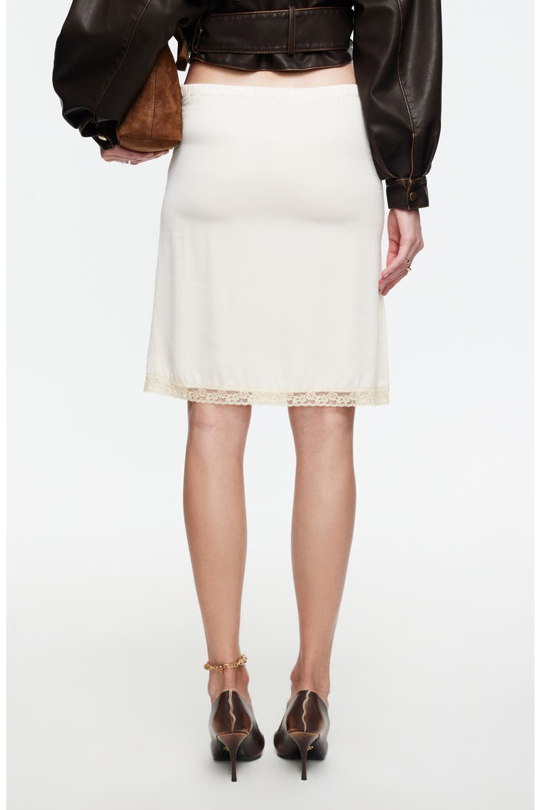 Bella Lace Detail Satin Skirt, Alternate, color, BUTTER