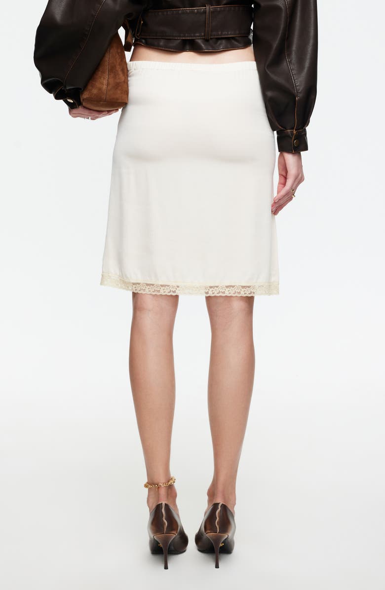 LIONESS Bella Lace Detail Satin Skirt, Alternate, color, Butter