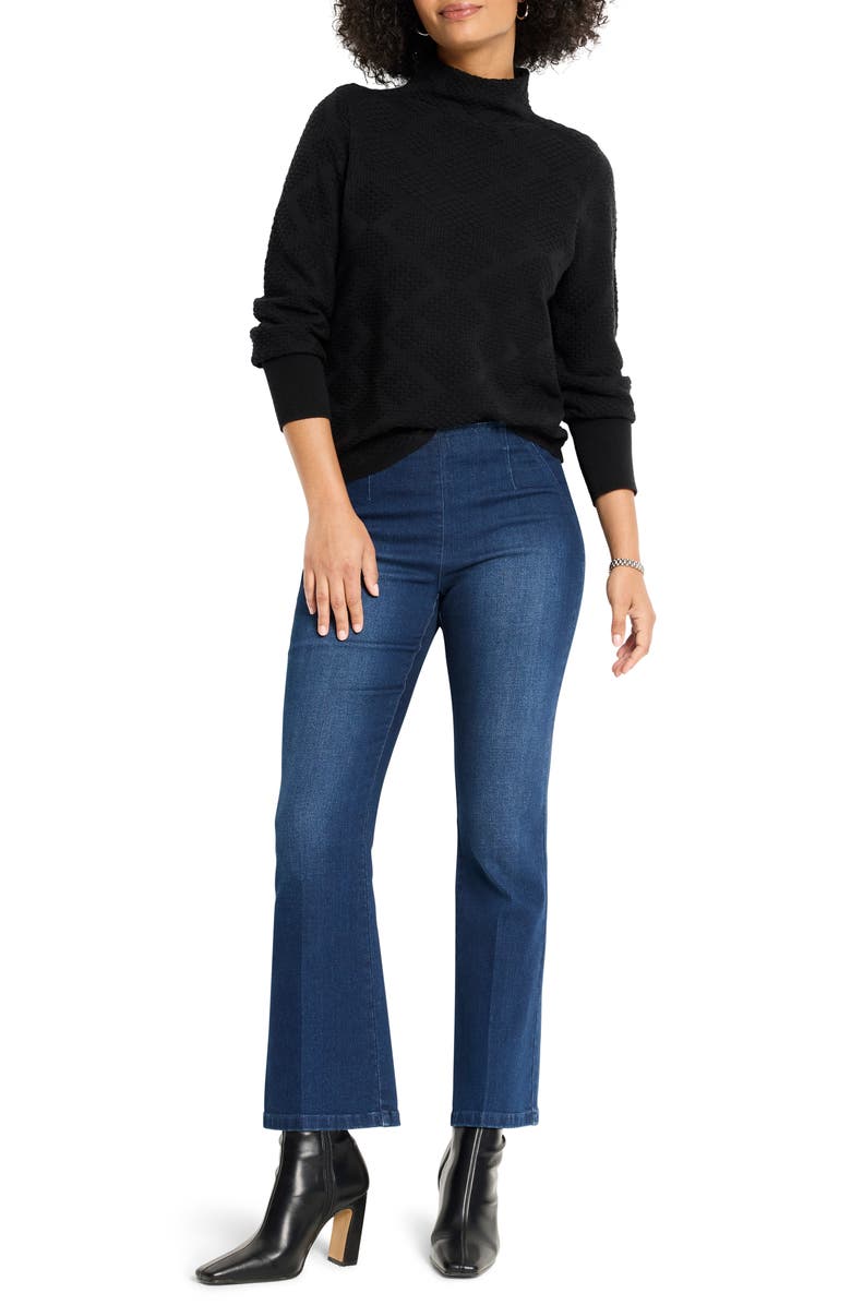 NIC+ZOE Diamond Stitch Funnel Neck Sweater, Alternate, color, Black Onyx