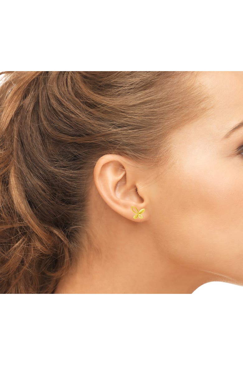 Sterling Silver Gold Plated Butterfly Studs, Alternate, color, Gold