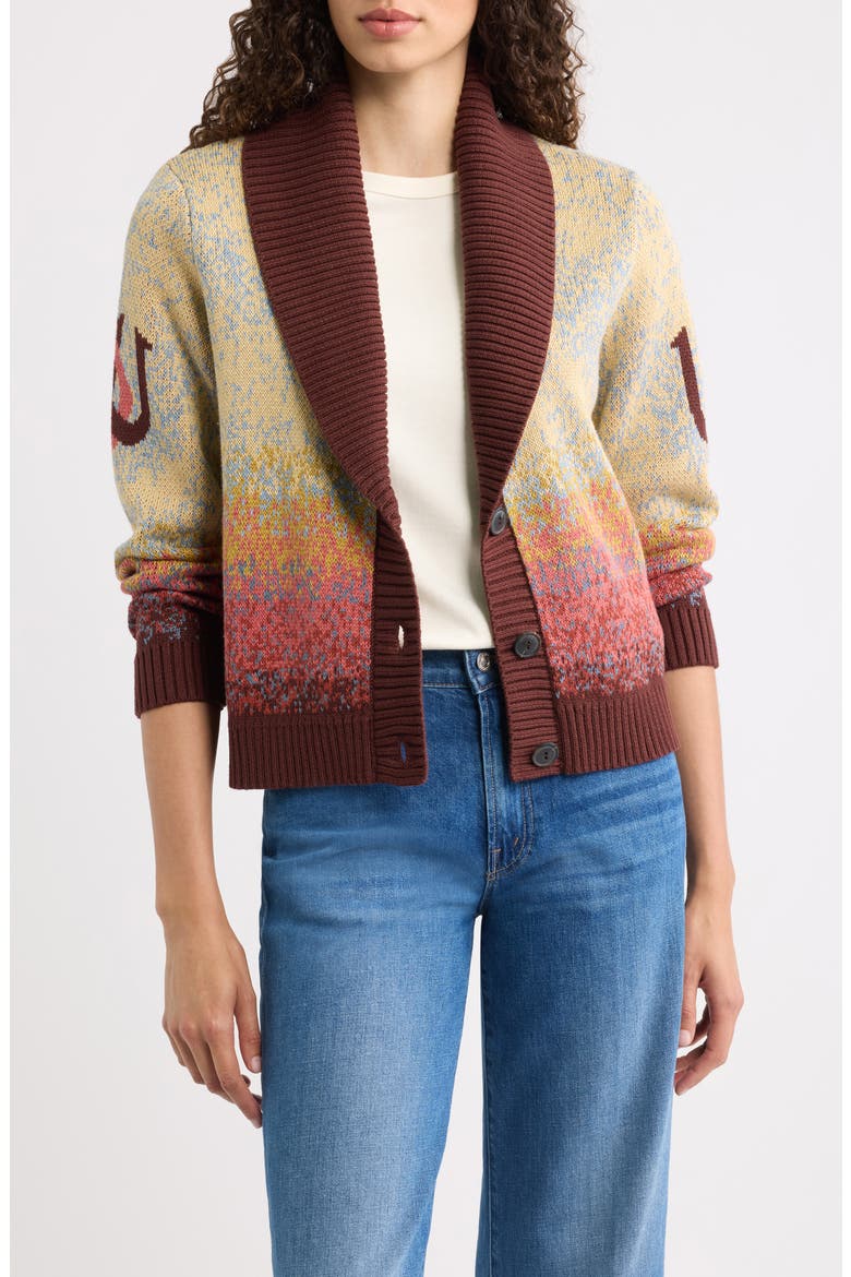 Western Scenic Shawl Collar Cardigan, Main, color, SUNRISE OMBRE