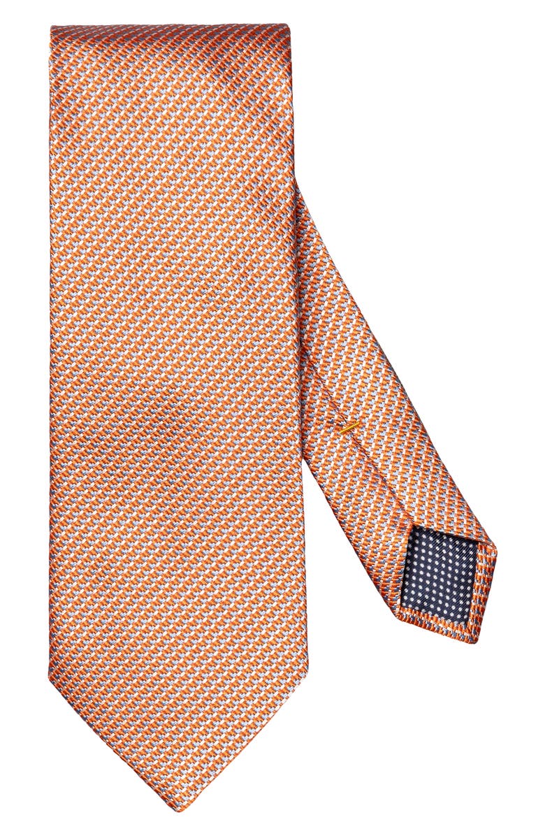Eton Microdot Silk & Cotton Tie, Main, color, Medium Orange