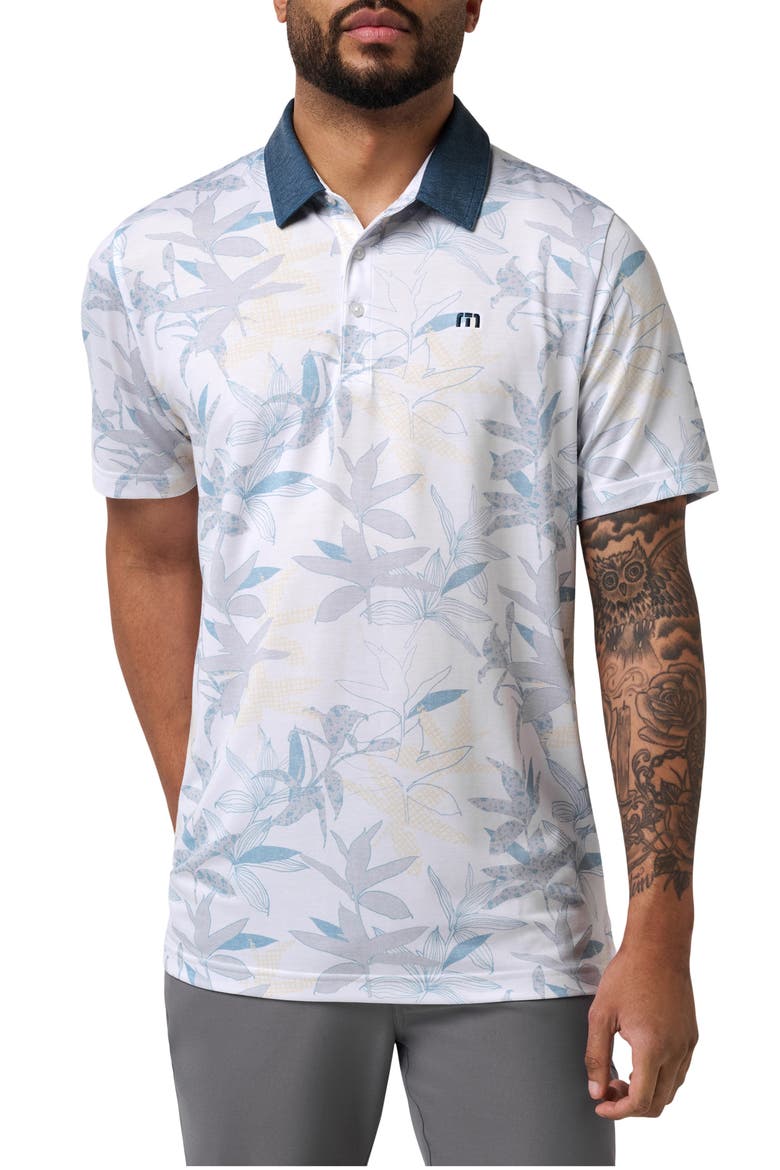 Featherweight Drift Floral Polo, Main, color, WHITE