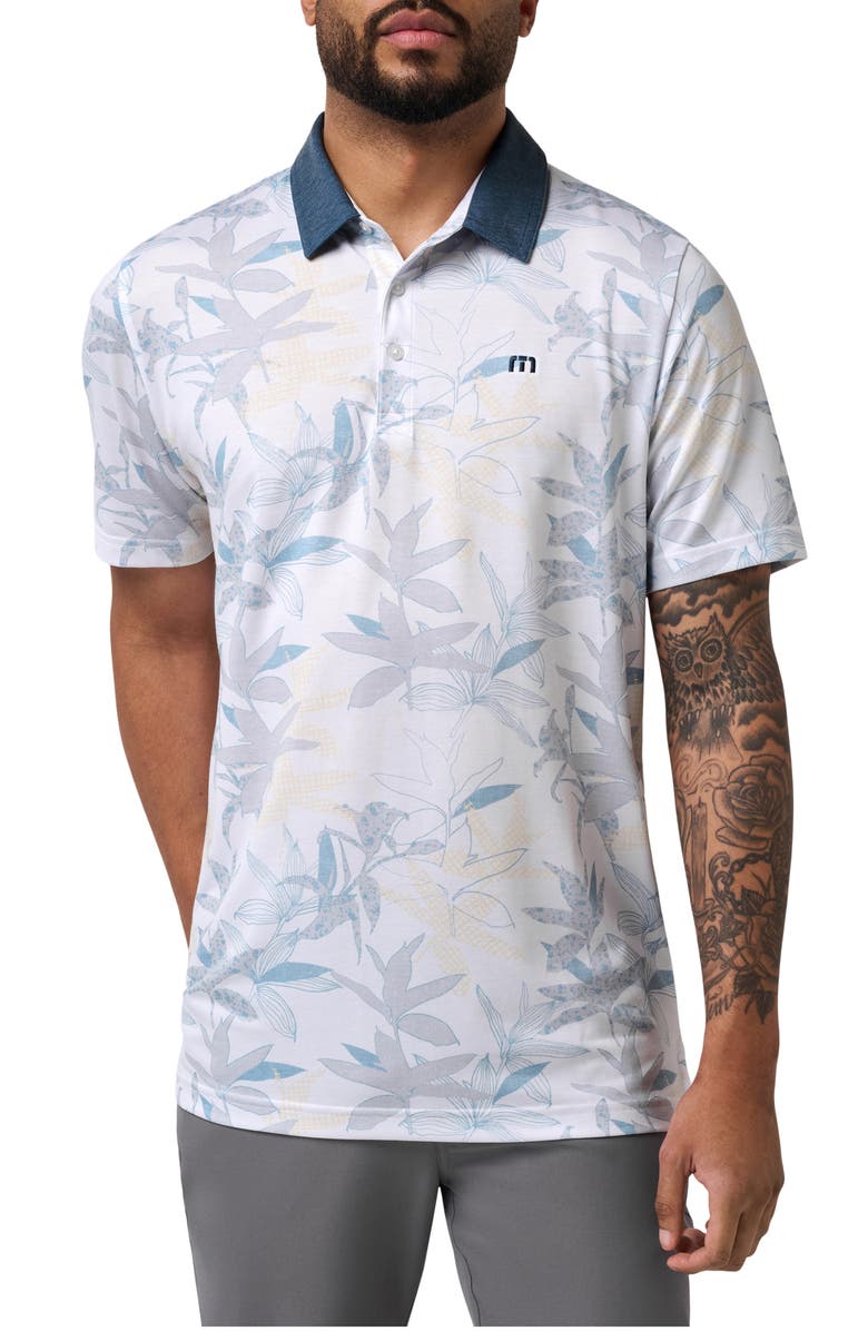TravisMathew Featherweight Drift Floral Polo, Main, color, White