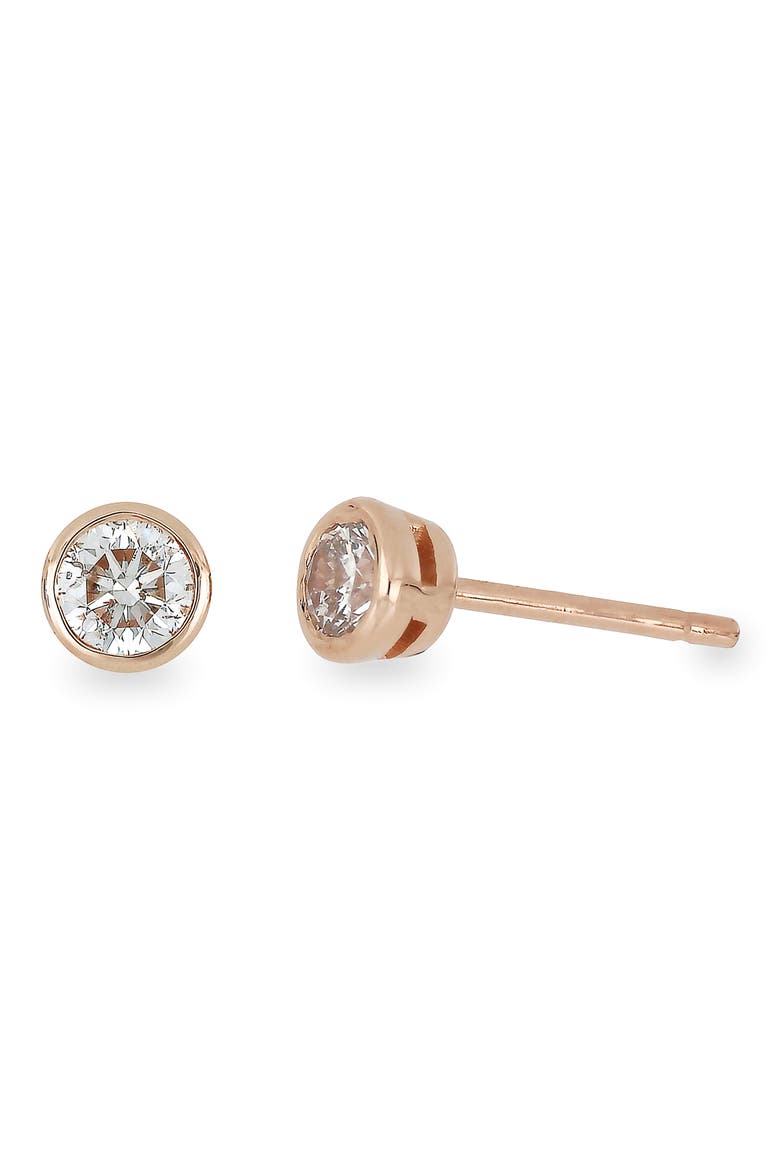 Bezel Diamond Stud Earrings - 0.50 ctw. (Nordstrom Exclusive), Main, color, 14K ROSE GOLD