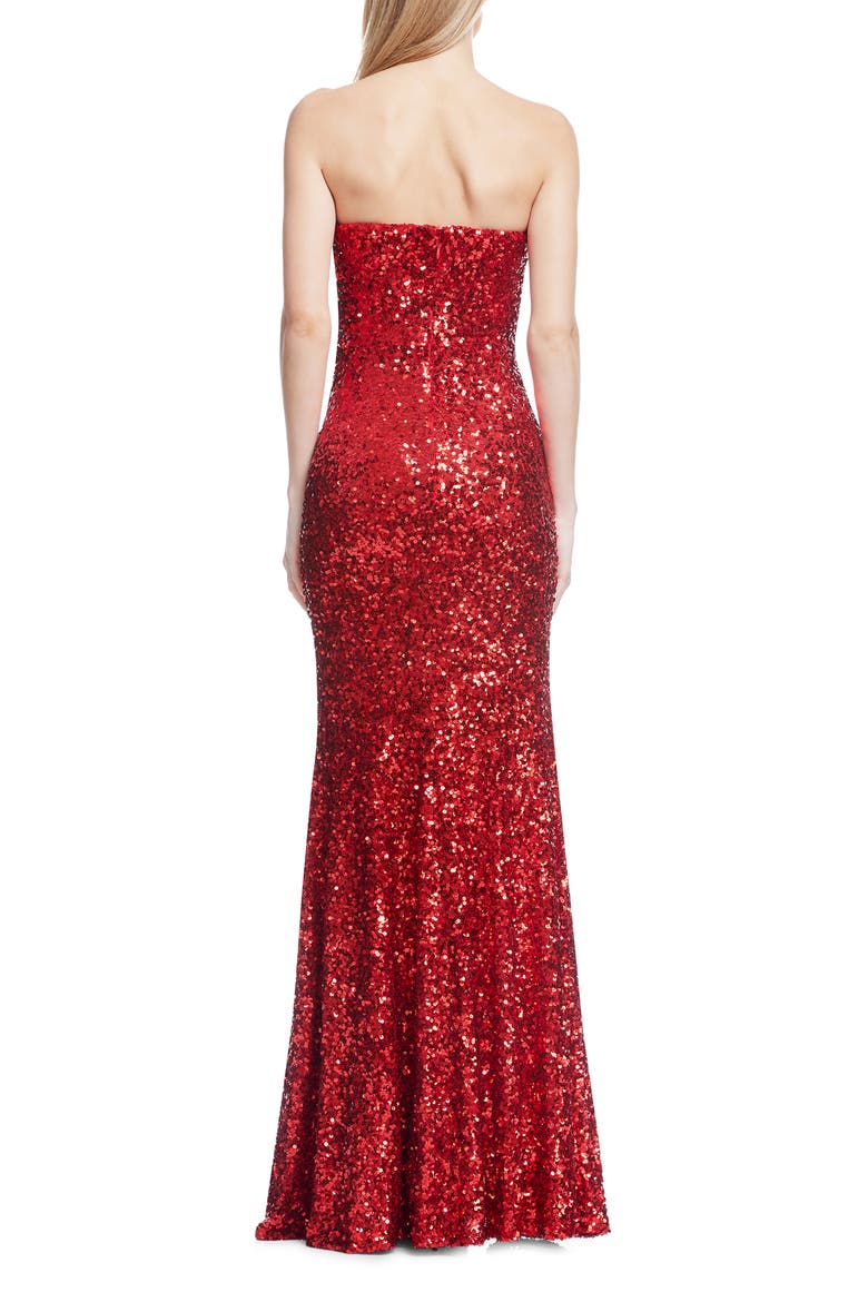 Fernanda Sequin Strapless Gown, Alternate, color, ROUGE
