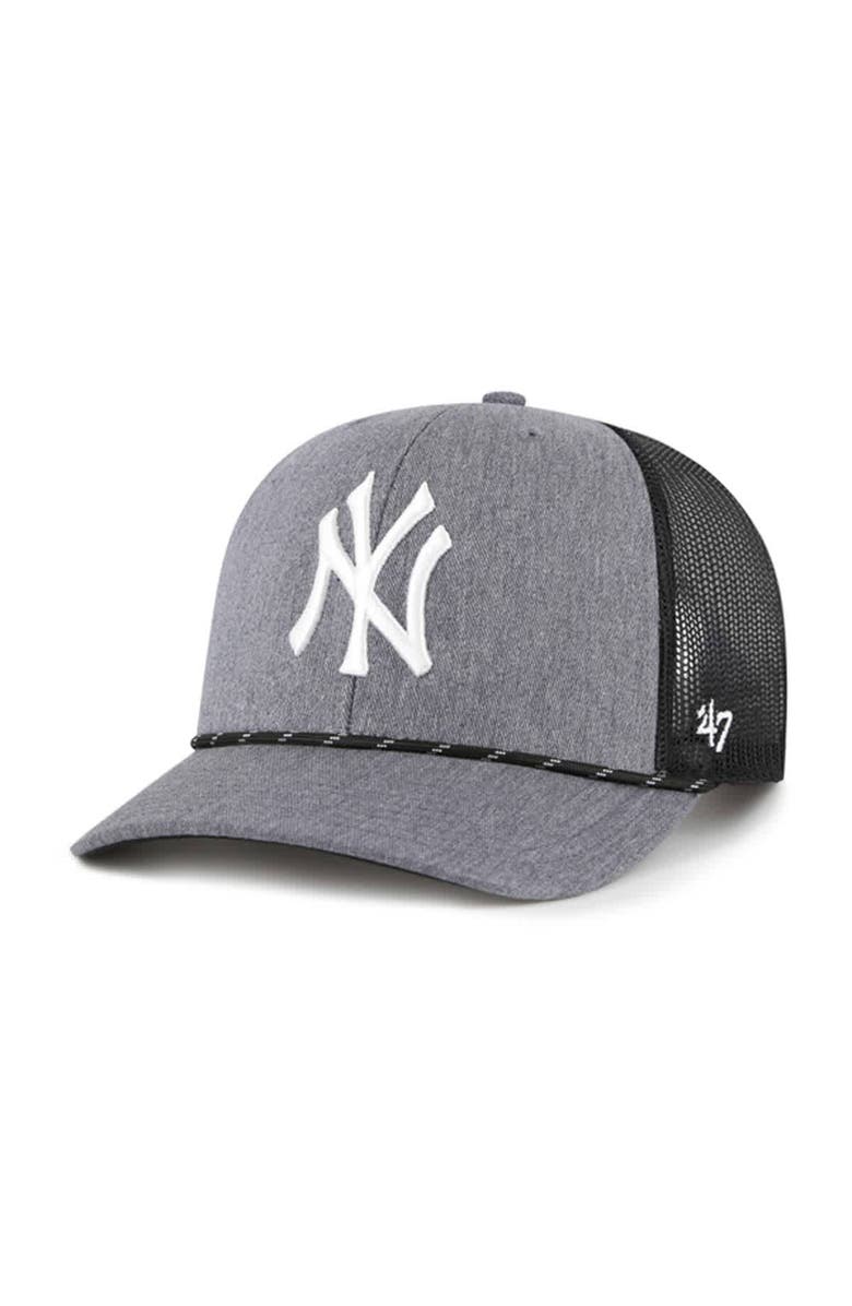 '47 Men's '47 Charcoal New York Yankees Carbon Rope Trucker Adjustable Hat, Main, color, Charcoal