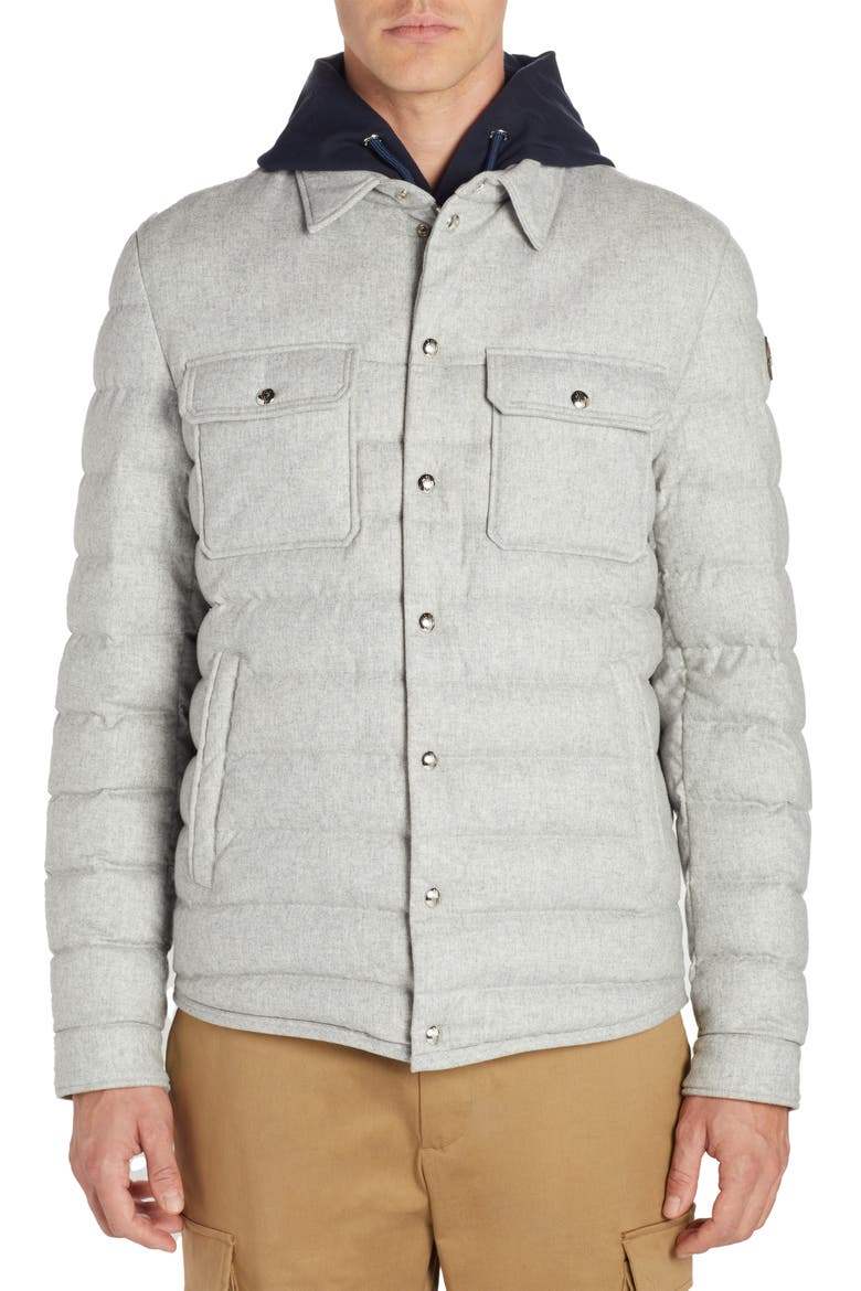 Mirmandix Quilted Flannel Down Shirt Jacket, Main, color, GREY