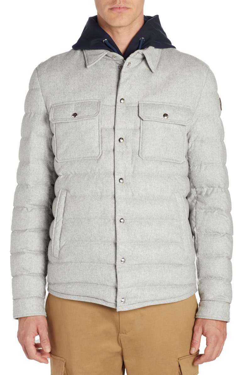 Moncler Mirmandix Quilted Flannel Down Shirt Jacket, Main, color,