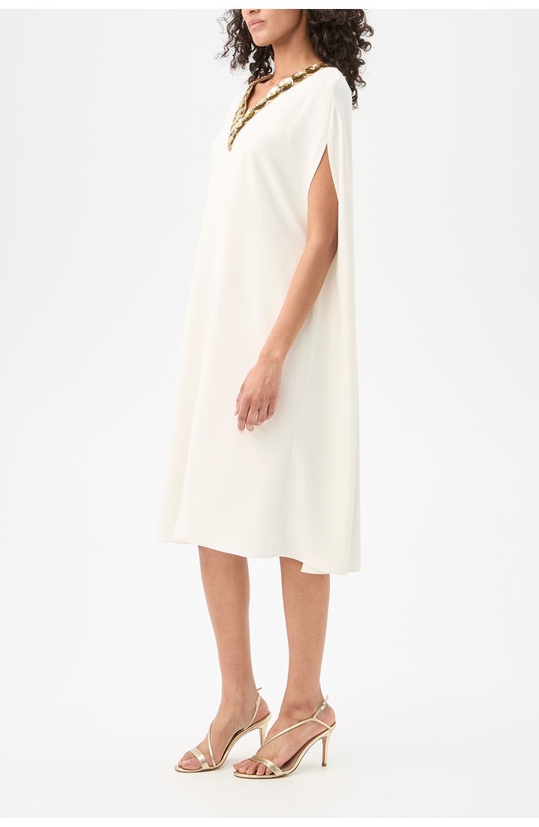 Trina Turk Masquerade 3 Embellished Cape Sleeve Dress, Alternate, color, Winter White