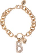 Juicy Couture Pavé Initial Charm Bracelet, 7.5'' Gold Tone Link