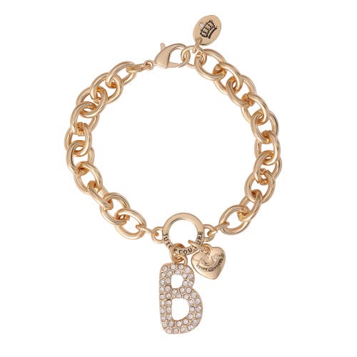 Juicy Couture Pavé Initial Charm Bracelet, 7.5'' Gold Tone Link