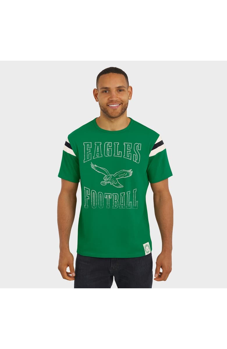 Darius Rucker Collection by Fanatics Men's Darius Rucker Collection by Fanatics Kelly Green Philadelphia Eagles Distressed Throwback Shoulder Stripe T-Shirt, Alternate, color, Kelly Green