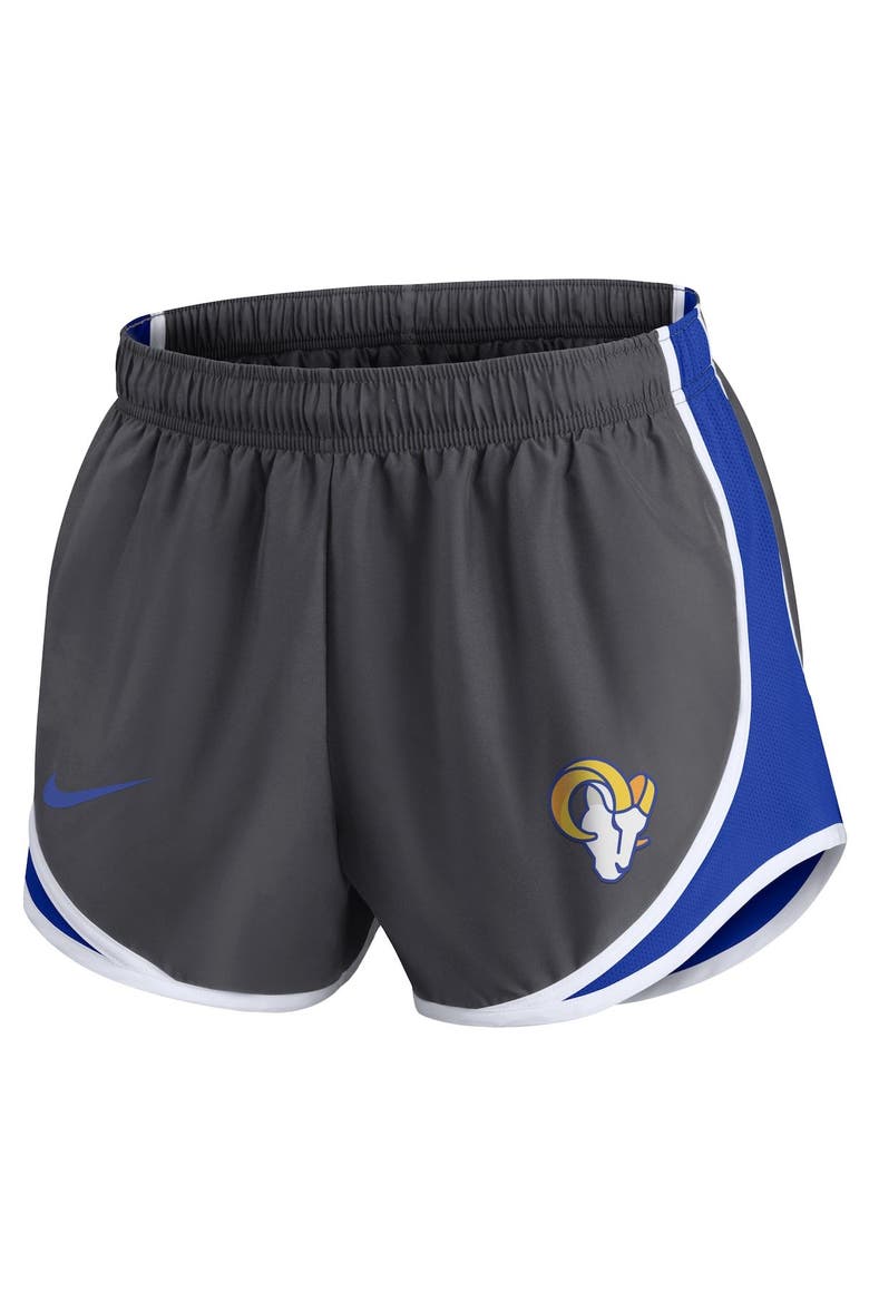Women's Nike Charcoal Los Angeles Rams Logo Performance Tempo Shorts, Alternate, color, Charcoal
