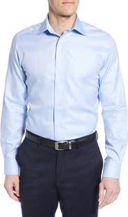 David Donahue Luxury Non-Iron Trim Fit Solid Dress Shirt