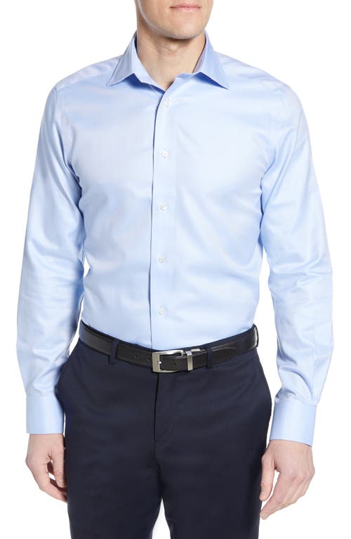 David Donahue Luxury Non-Iron Trim Fit Solid Dress Shirt in Sky 