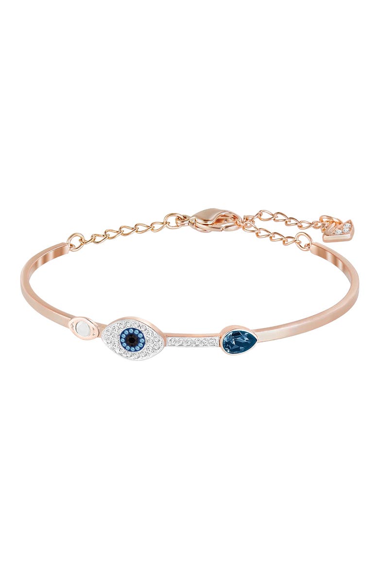 Symbolica Duo Evil Eye Crystal Bangle, Main, color, ROSE GOLD