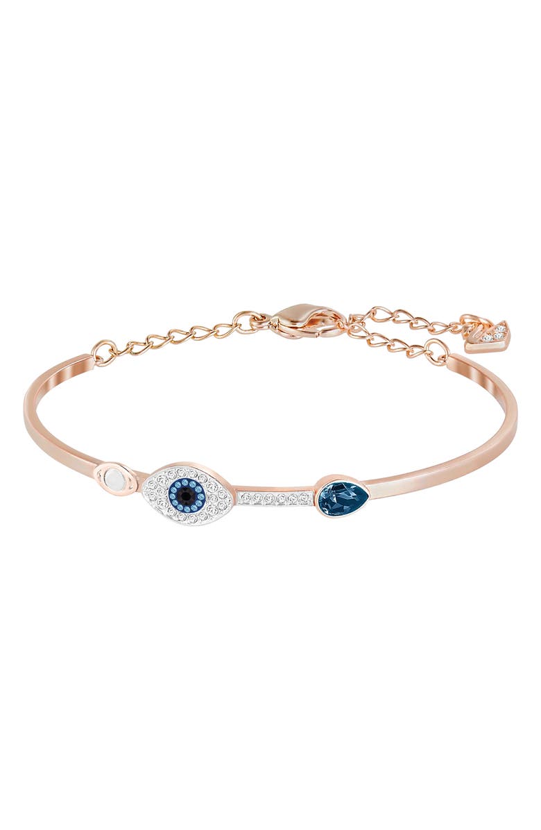 Swarovski Symbolica Duo Evil Eye Crystal Bangle, Main, color,