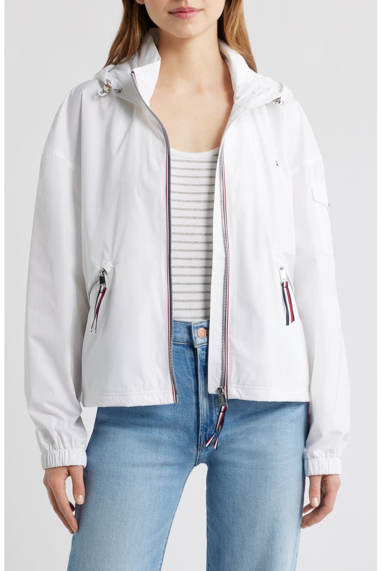 Hooded Windbreaker Jacket, Main, color, WHITE