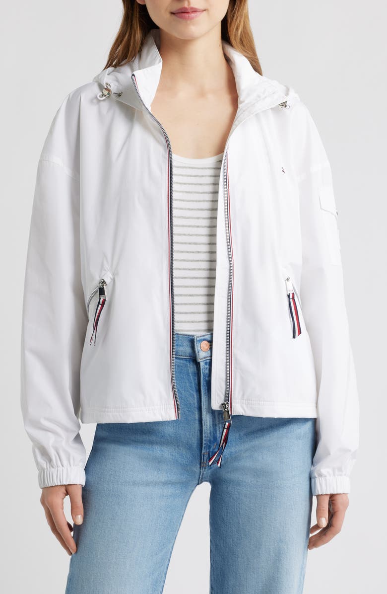 Tommy Hilfiger Hooded Windbreaker Jacket, Main, color, White