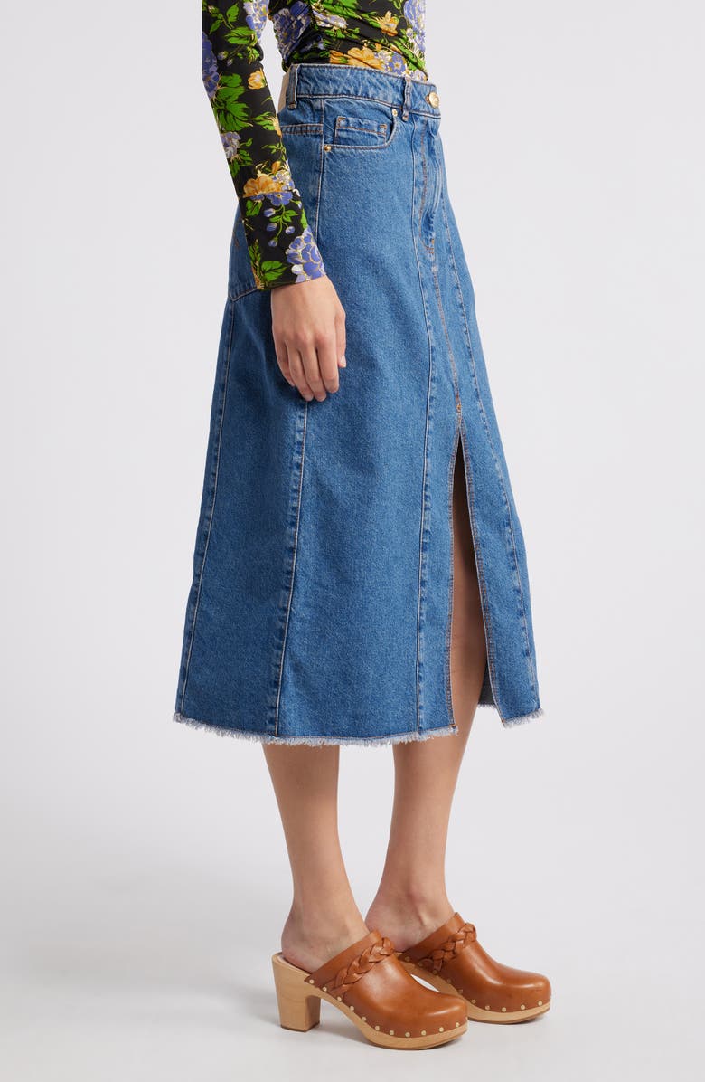 FARM Rio Denim Midi Skirt, Alternate, color, Denim