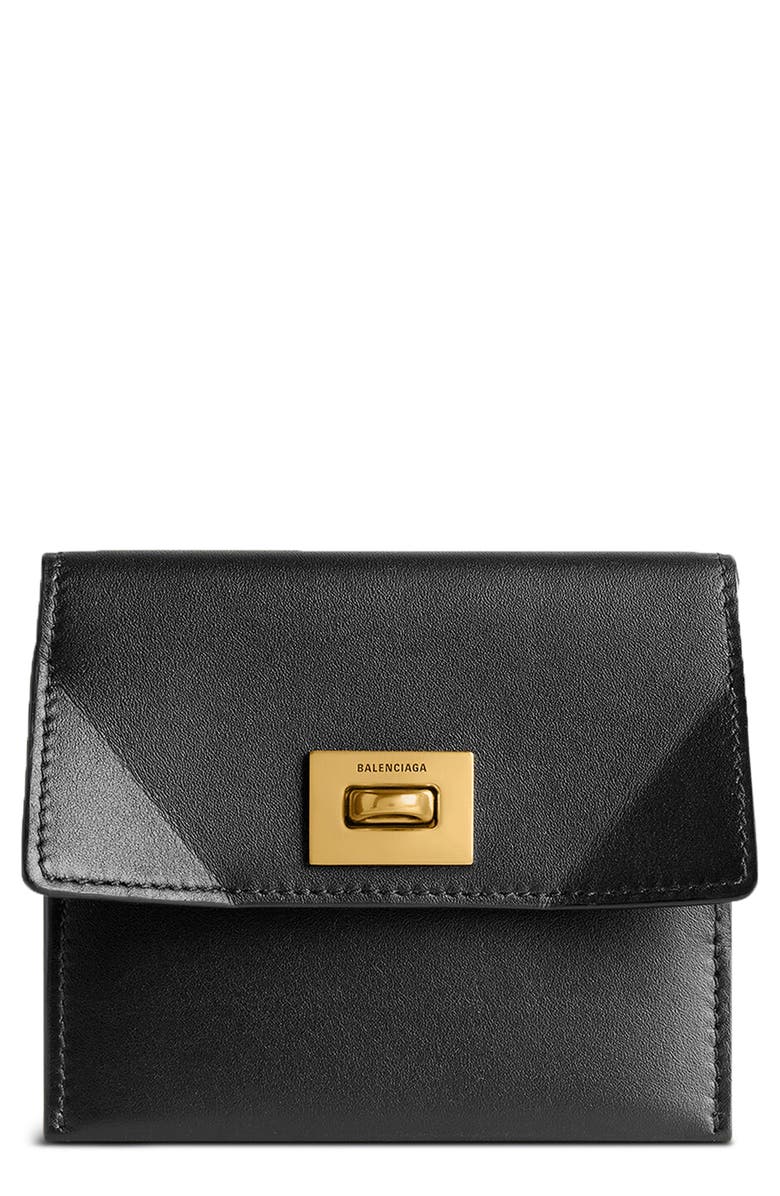 Balenciaga Rodeo Leather Wallet, Main, color, 1000 Black