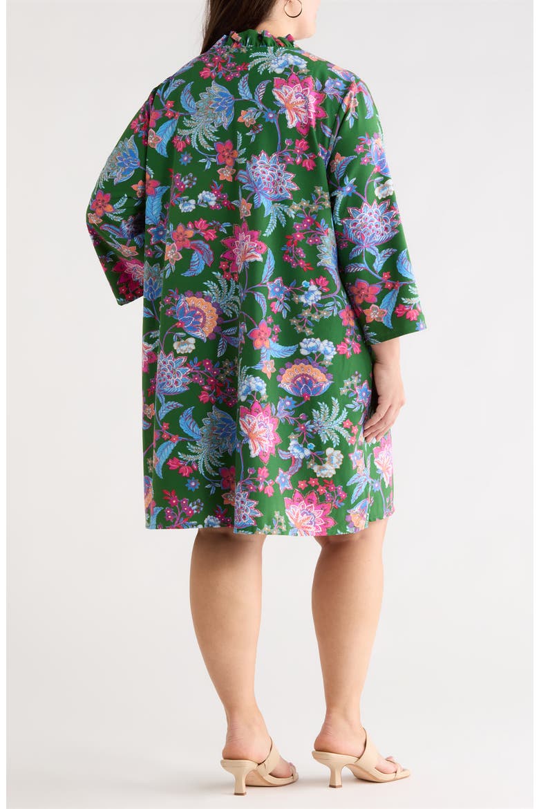 Elara Ruella Floral Ruffle Dress, Alternate, color, EMERALD-MULTI